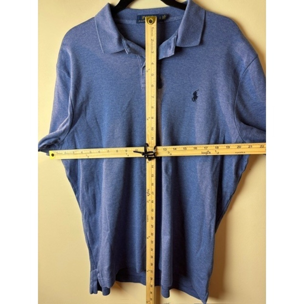 Mens L Polo Ralph Lauren Polo Shirt Blue Logo Slit Hem Short Sleeve Outdoor - Picture 10 of 10